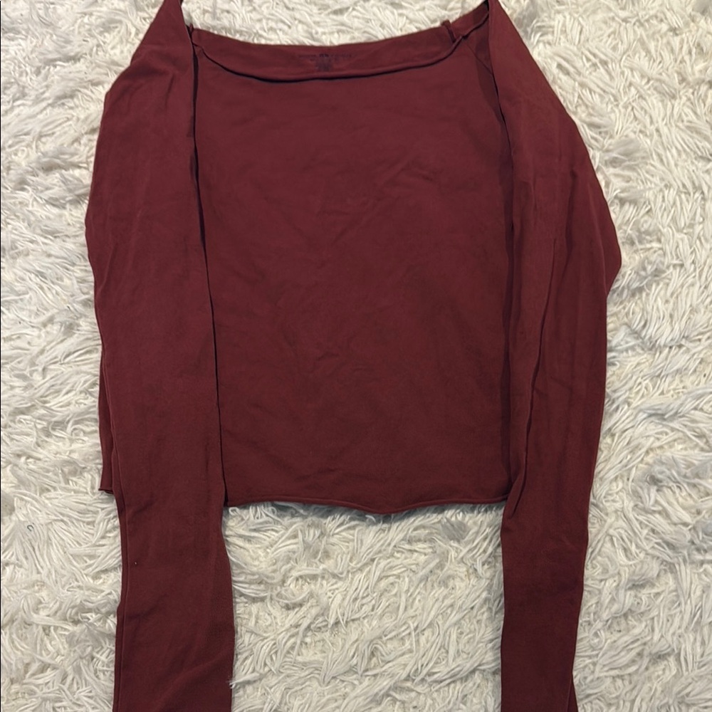 BRANDY MELVILLE Women's Burgundy Long Sleeve Top